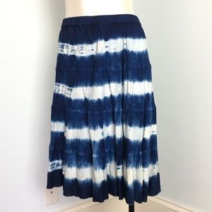 Studio West overdyed tie dye rayon skirt indigo L